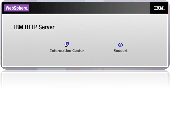IBM HTTP Server window with Infomation Centre and Support options